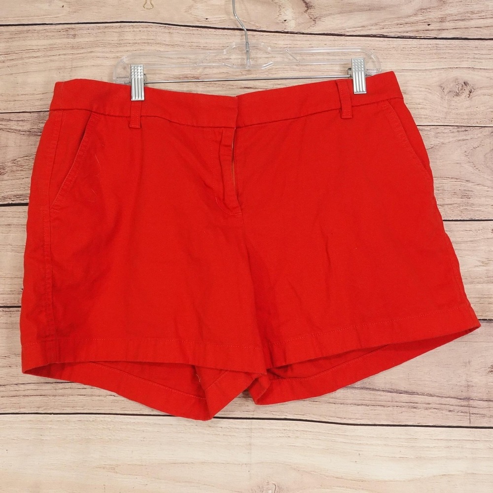 J Crew Chino Shorts Womens Size 14 Red Twill 36‎ Waist 5 Inseam Cotton Pockets